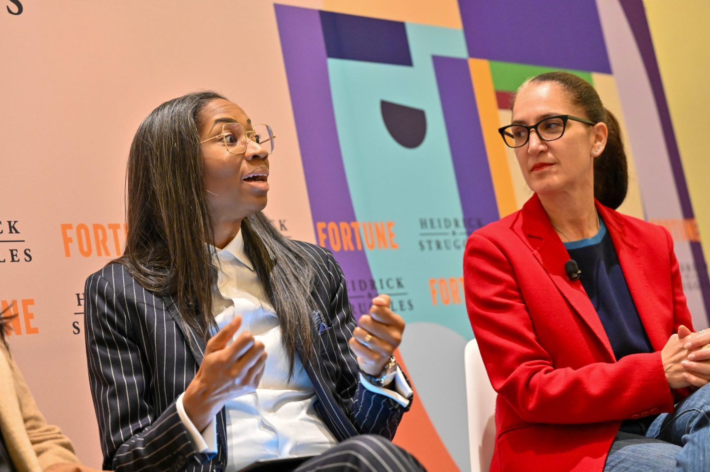 Lanaya Irvin, CEO of Coqual, and Liza Landsman, CEO of Stash, on stage at Coins2Day's MPW Summit.