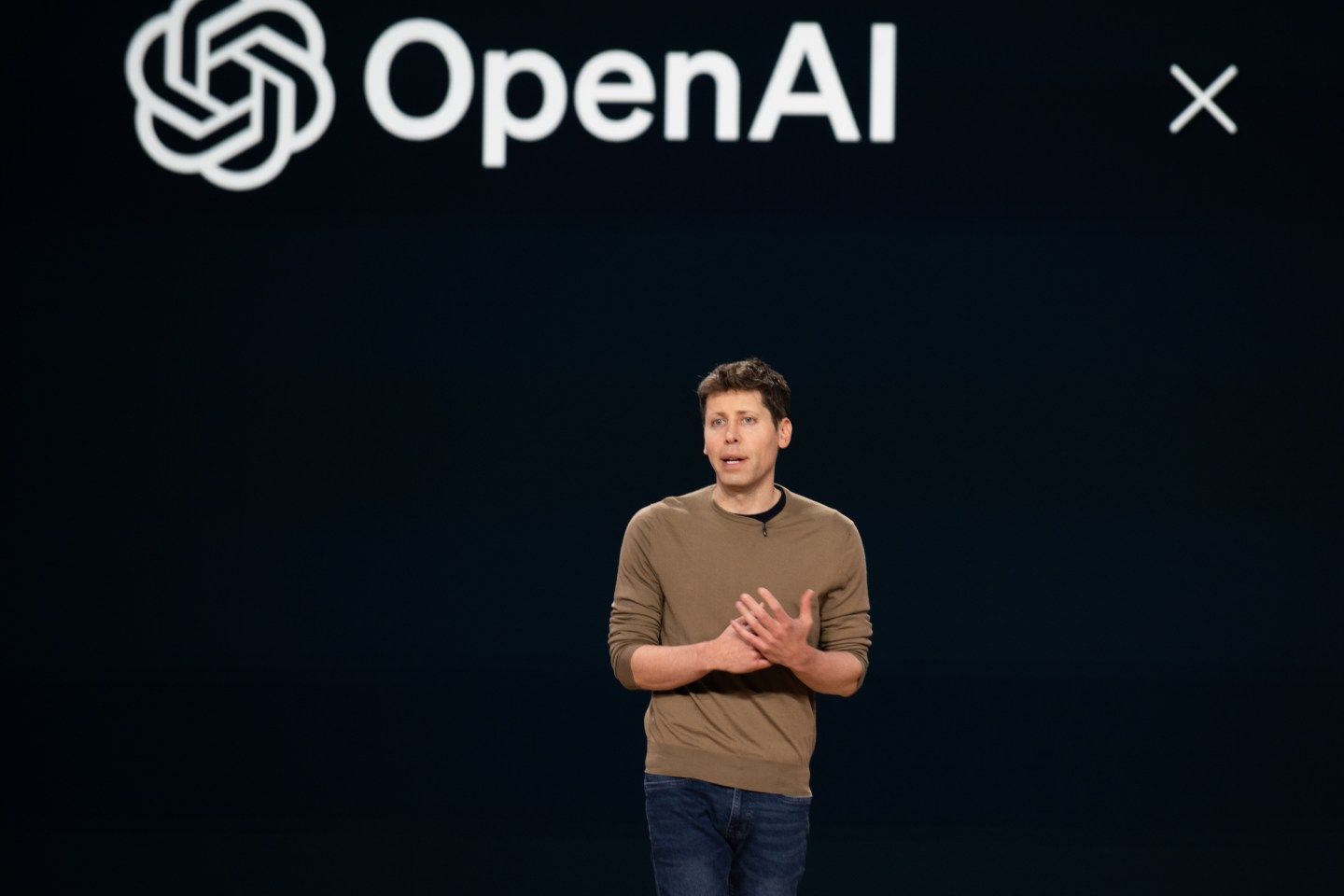 Sam Altman of OpenAI speaking onstage at a Microsoft event in March 2024.