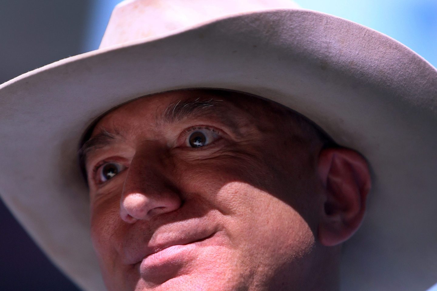 Close up of Jeff Bezos in a cowboy hat