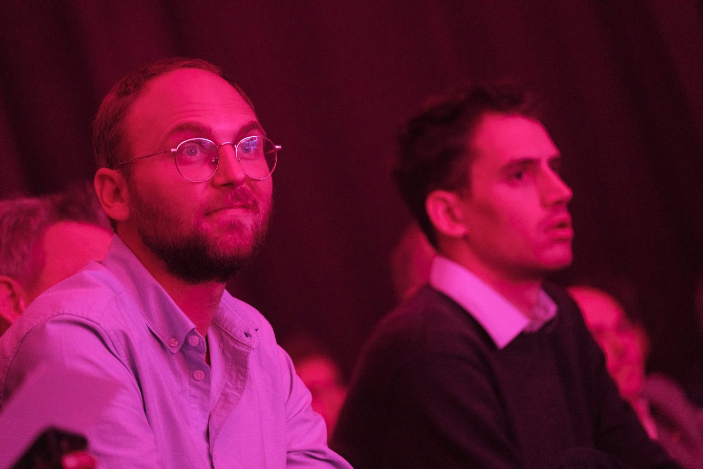 Jean Charles Samuelian-Werve (L) co-founding advisor and board member of Mistral described the company as “strategically important in Europe.” Arthur Mensch of Mistral AI sits on his right