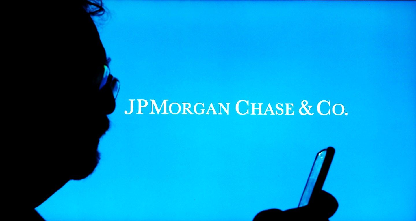 In this photo illustration, a JPMorgan Chase logo is displayed on a monitor.