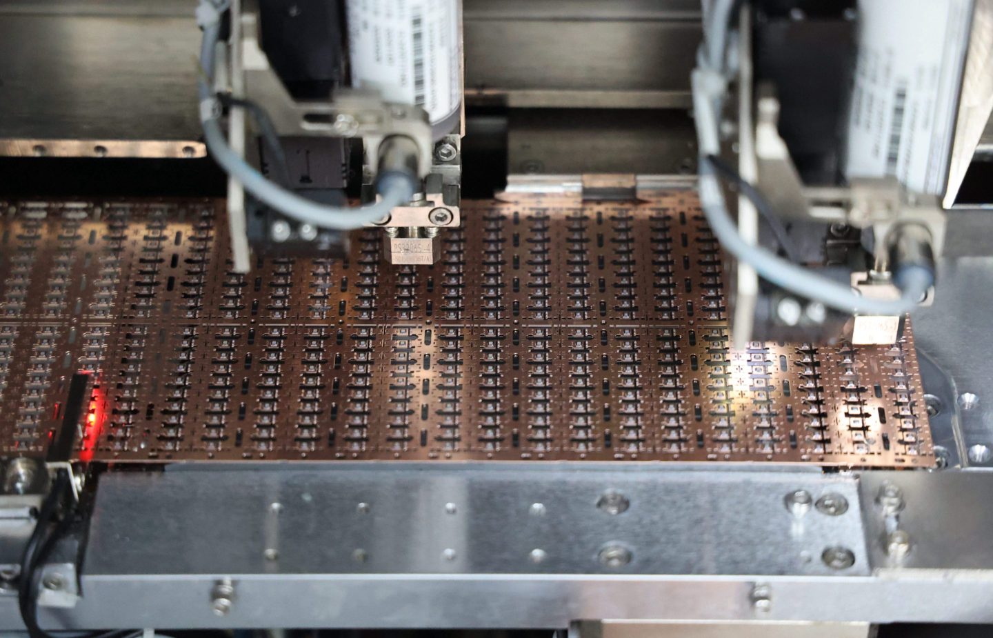 Semiconductors at the workshop of an automotive semiconductor production company in Binzhou, Shandong province, China.