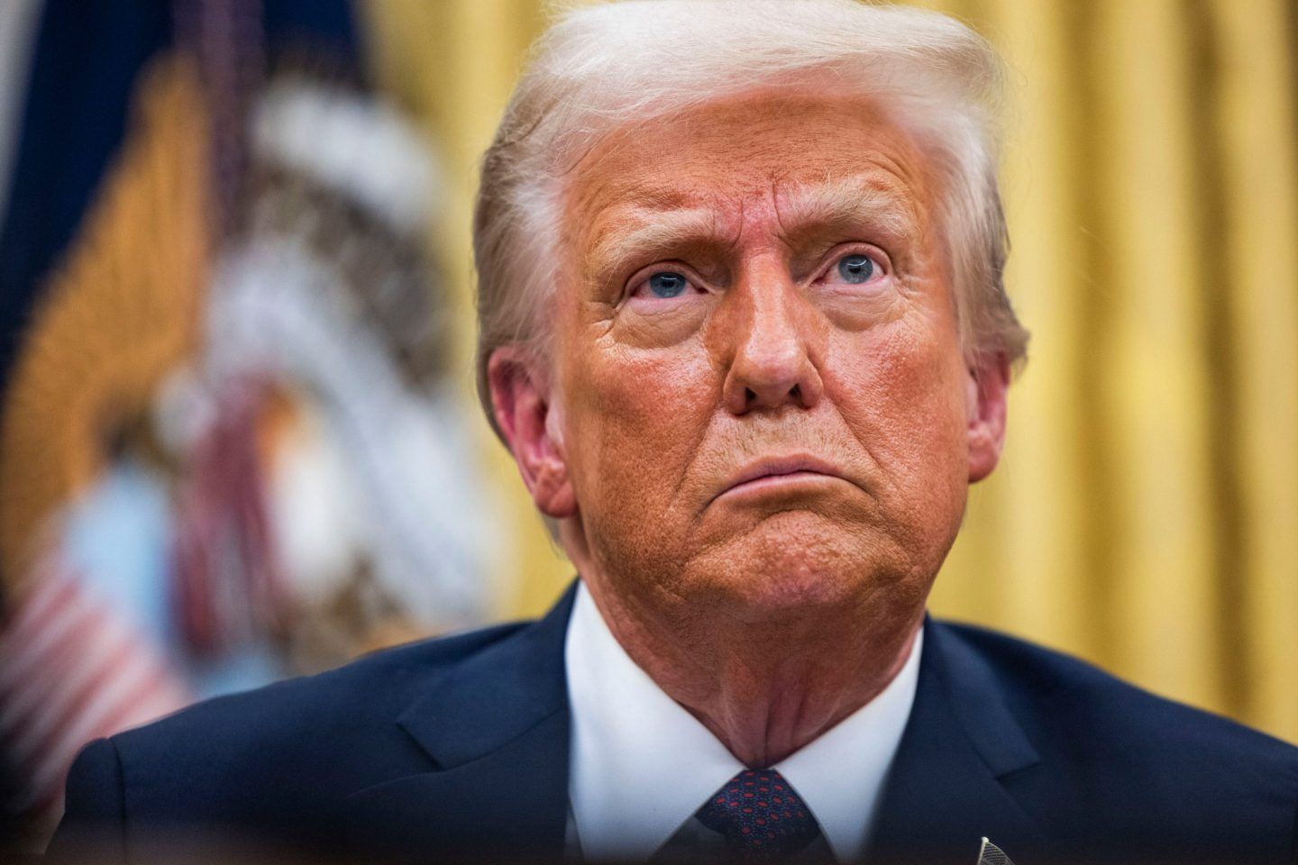 US President Donald Trump during a signing ceremony in the Oval Office .