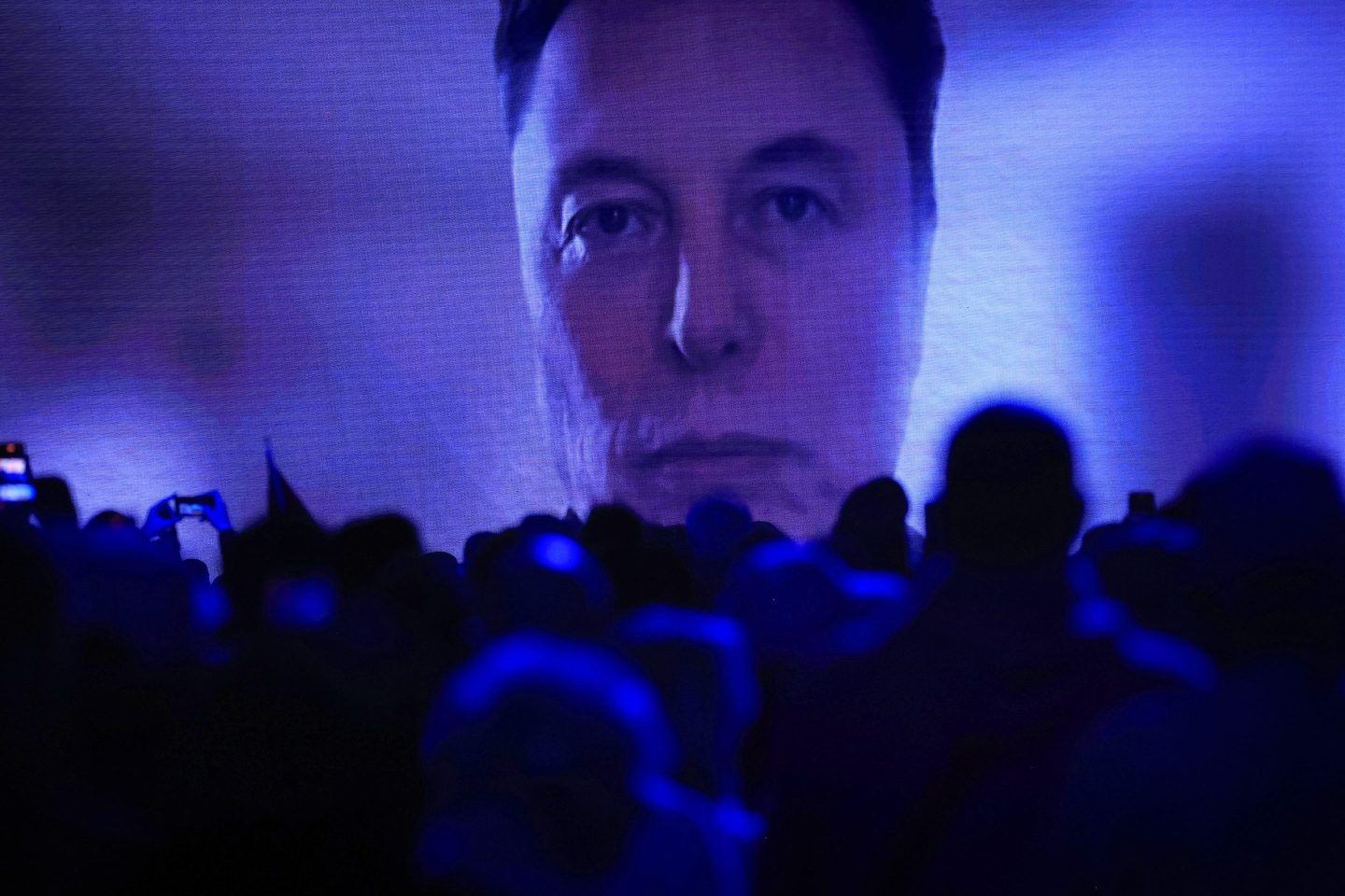 Elon Musk, chief executive officer of Tesla Inc., appears virtually during the Alternative for Germany (AfD) general election campaign launch in Halle, Germany, on Saturday, Jan. 25, 2025.