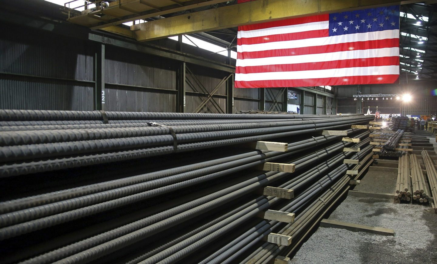 Steel rods produced at the Gerdau Ameristeel mill in St. Paul, Minn., await shipment on May 9, 2019.