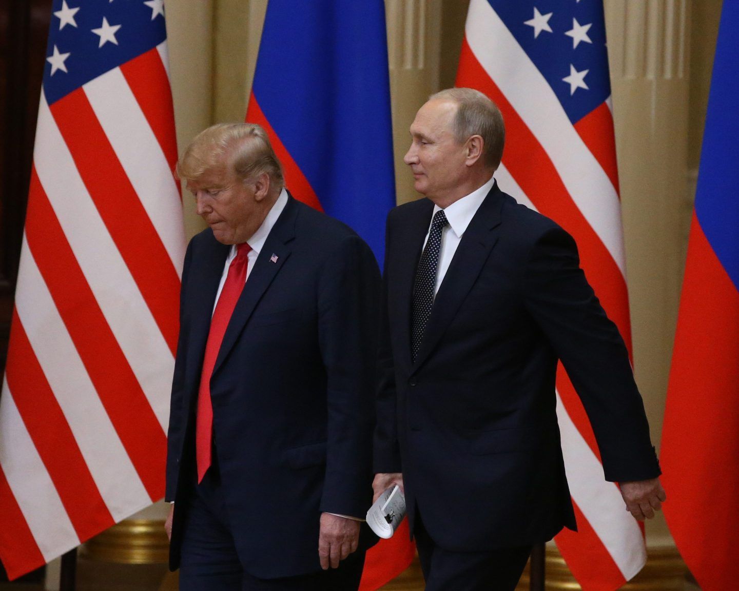 President Donald Trump and Russian President Vladimir Putin after their summit in Helsinki, Finland on July 16, 2018.