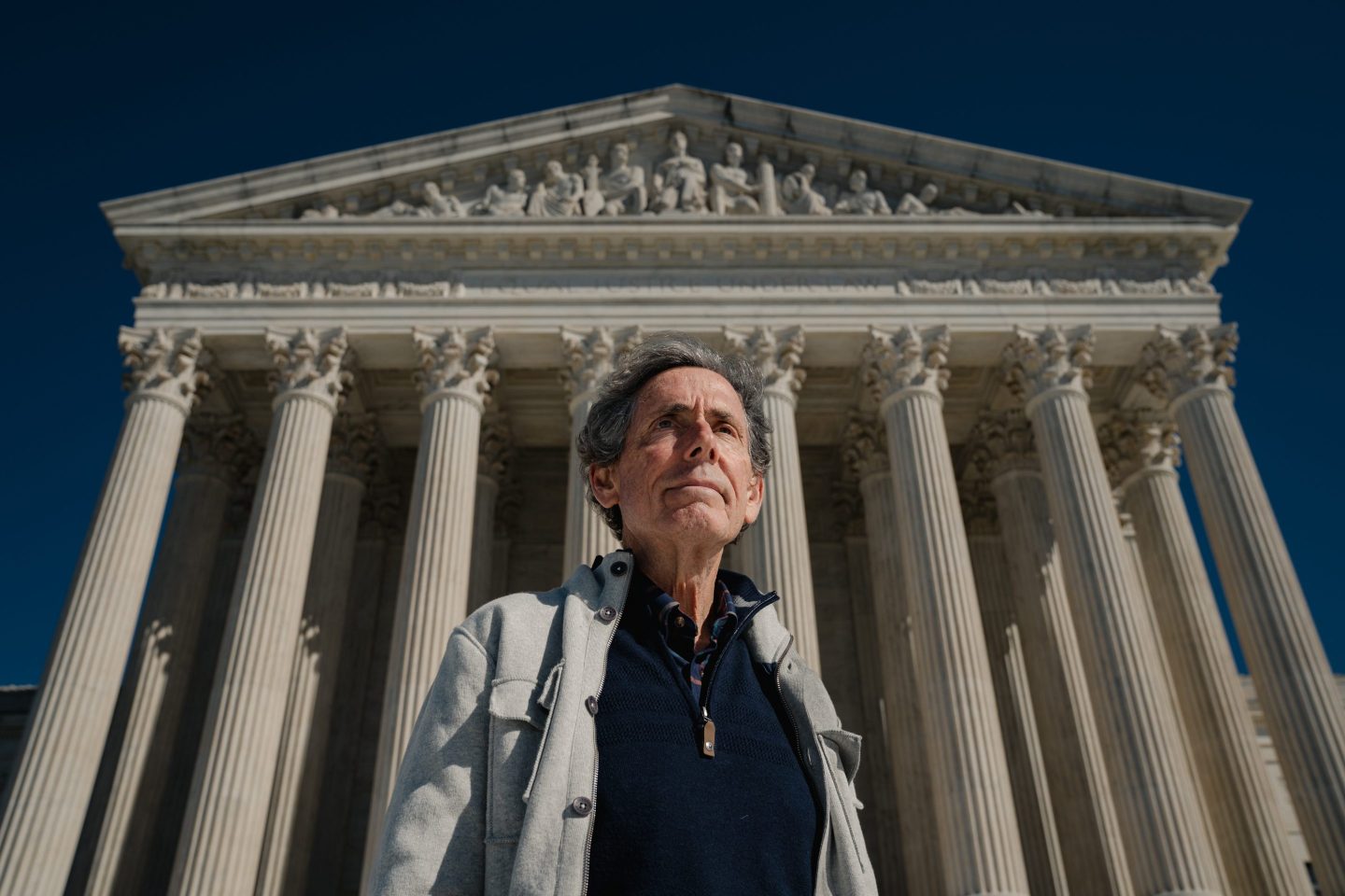 Edward Blum stands in front of the Supreme Court