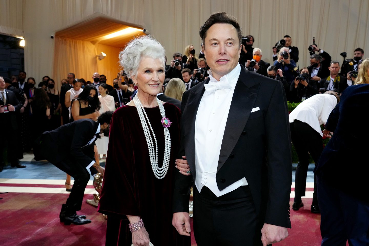 Maye Musk and Elon Musk attend The 2022 Met Gala Celebrating "In America: An Anthology of Fashion" at The Metropolitan Museum of Art on May 02, 2022 in New York City.