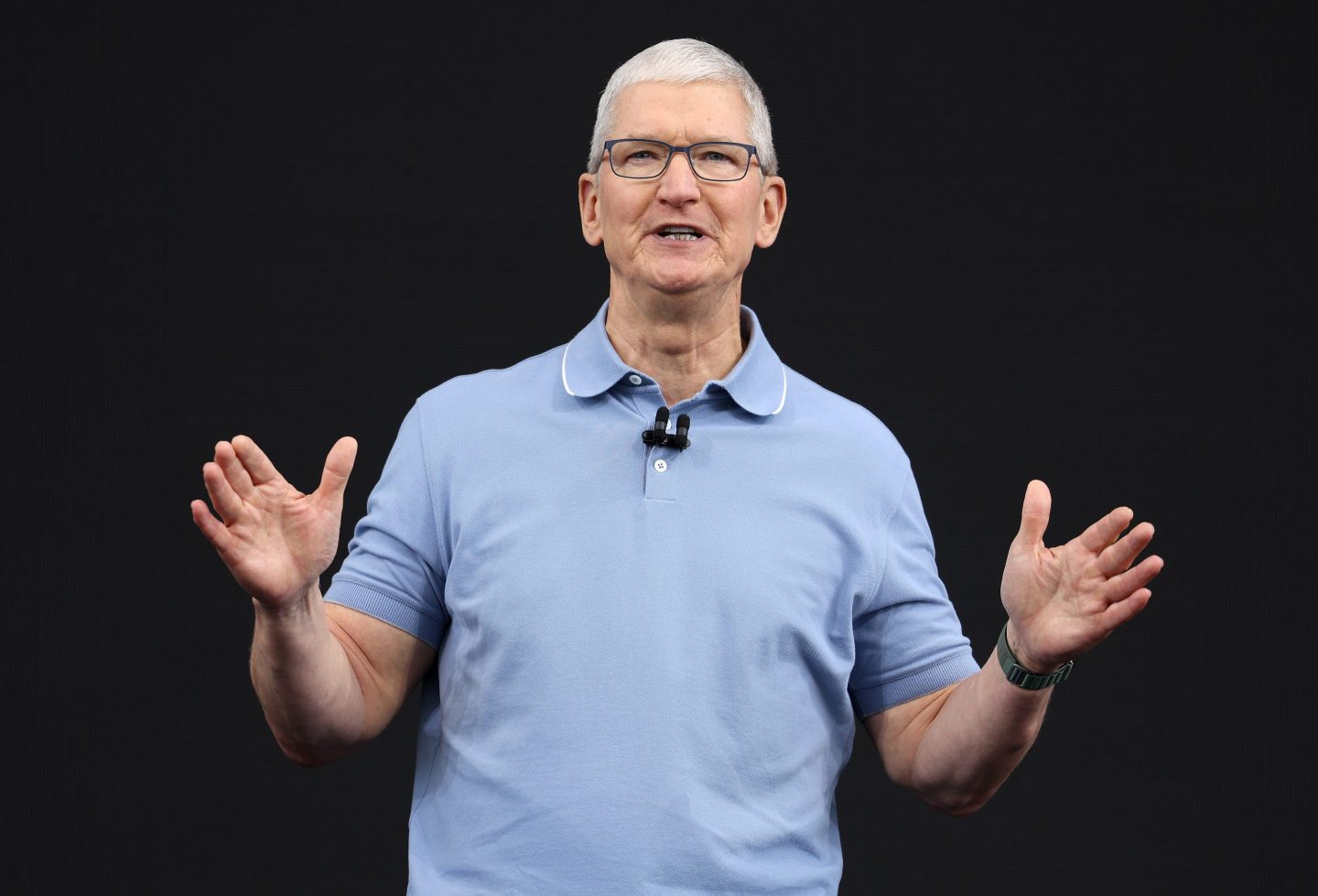 Apple CEO Tim Cook speaking onstage