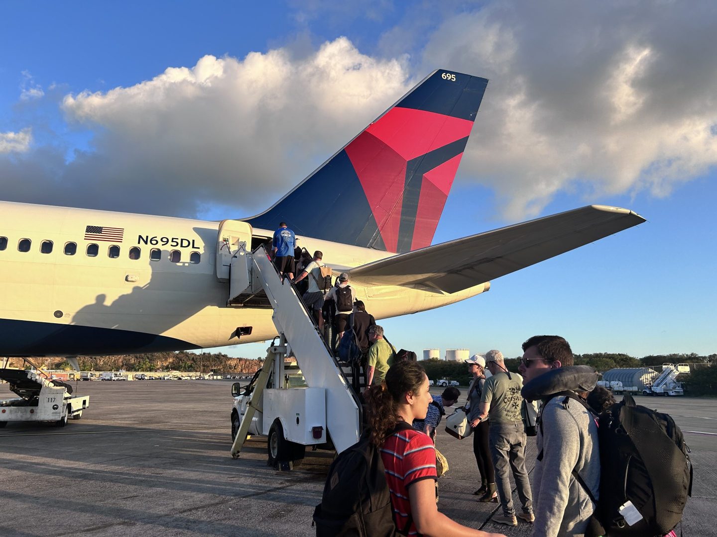 Passengers boarding a plane