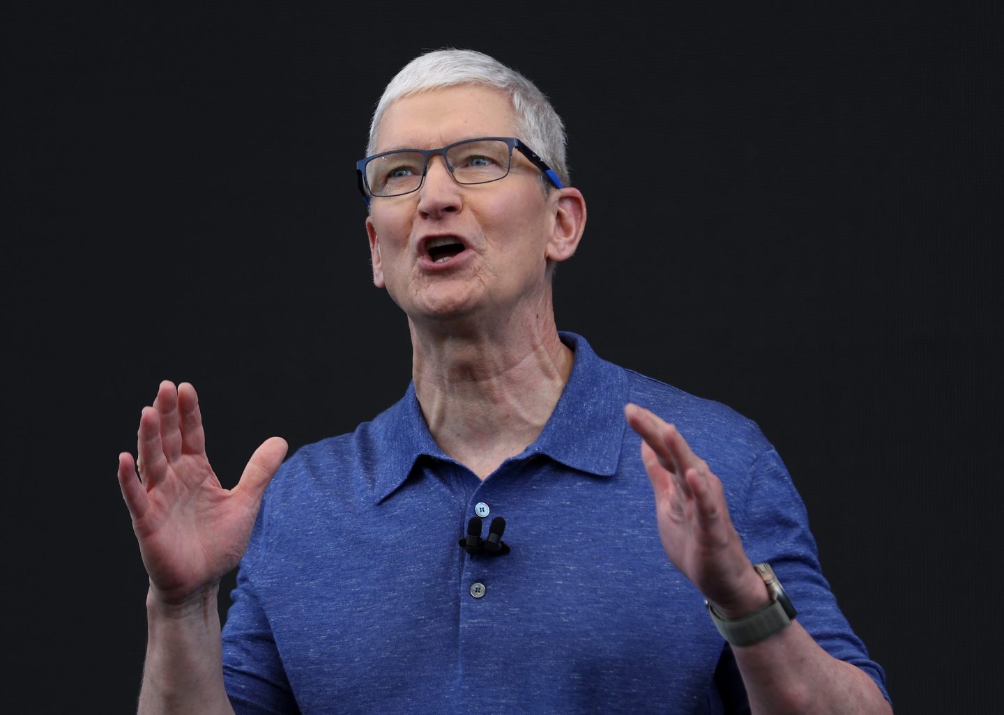 Apple CEO Tim Cook speaks onstage.