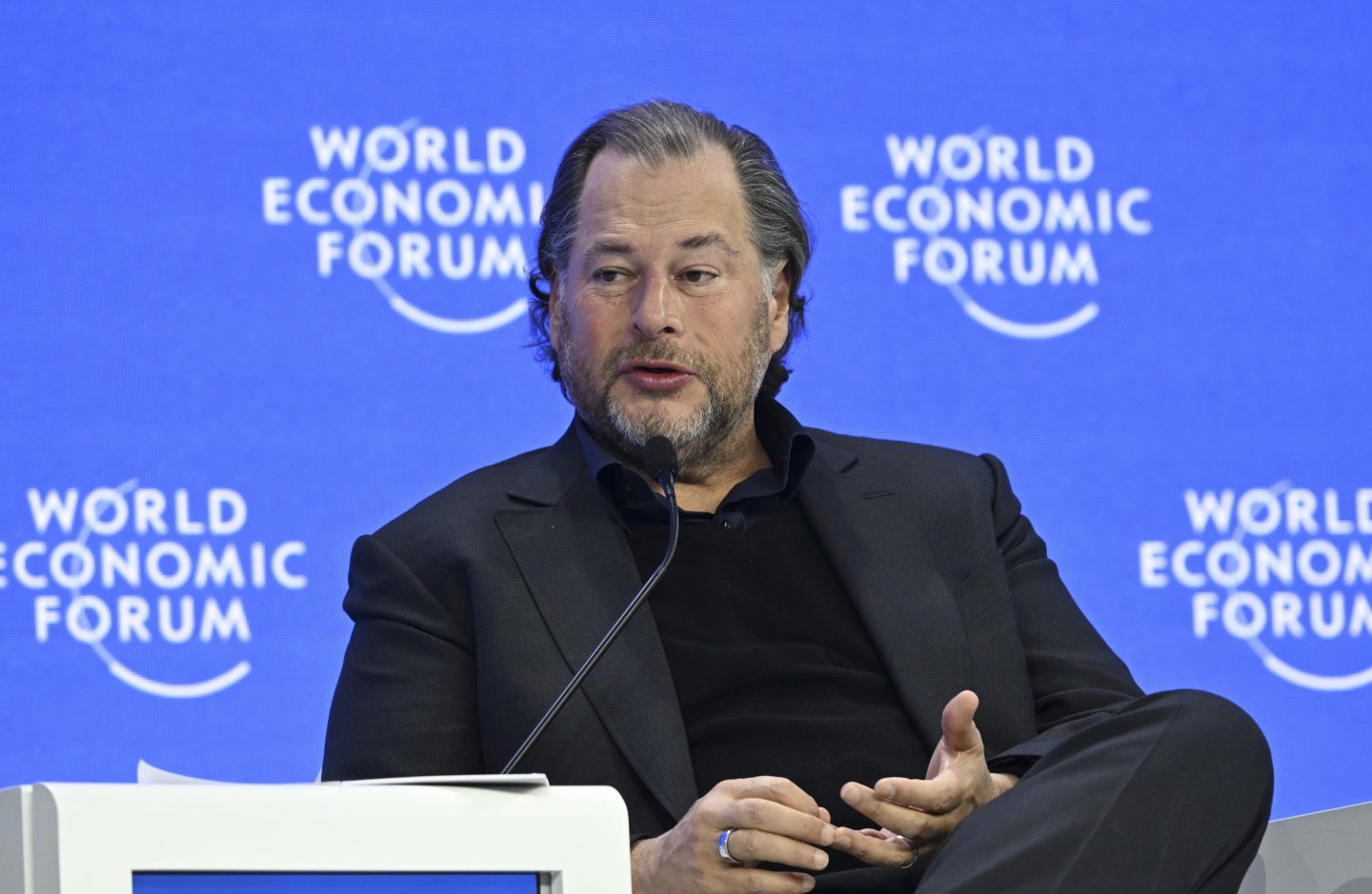 Salesforce CEO Marc Benioff attends the 55th annual meeting of the World Economic Forum (WEF) in Davos, Switzerland on Jan. 23, 2025.