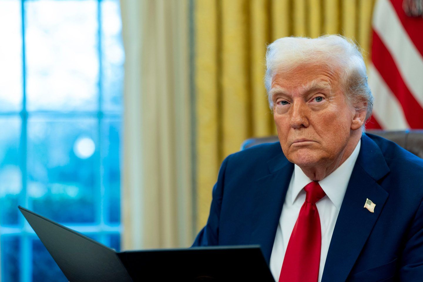 US President Donald Trump during an executive order signing ceremony in the Oval Office of the White House in Washington, DC, US, on Thursday, Jan. 30, 2025.