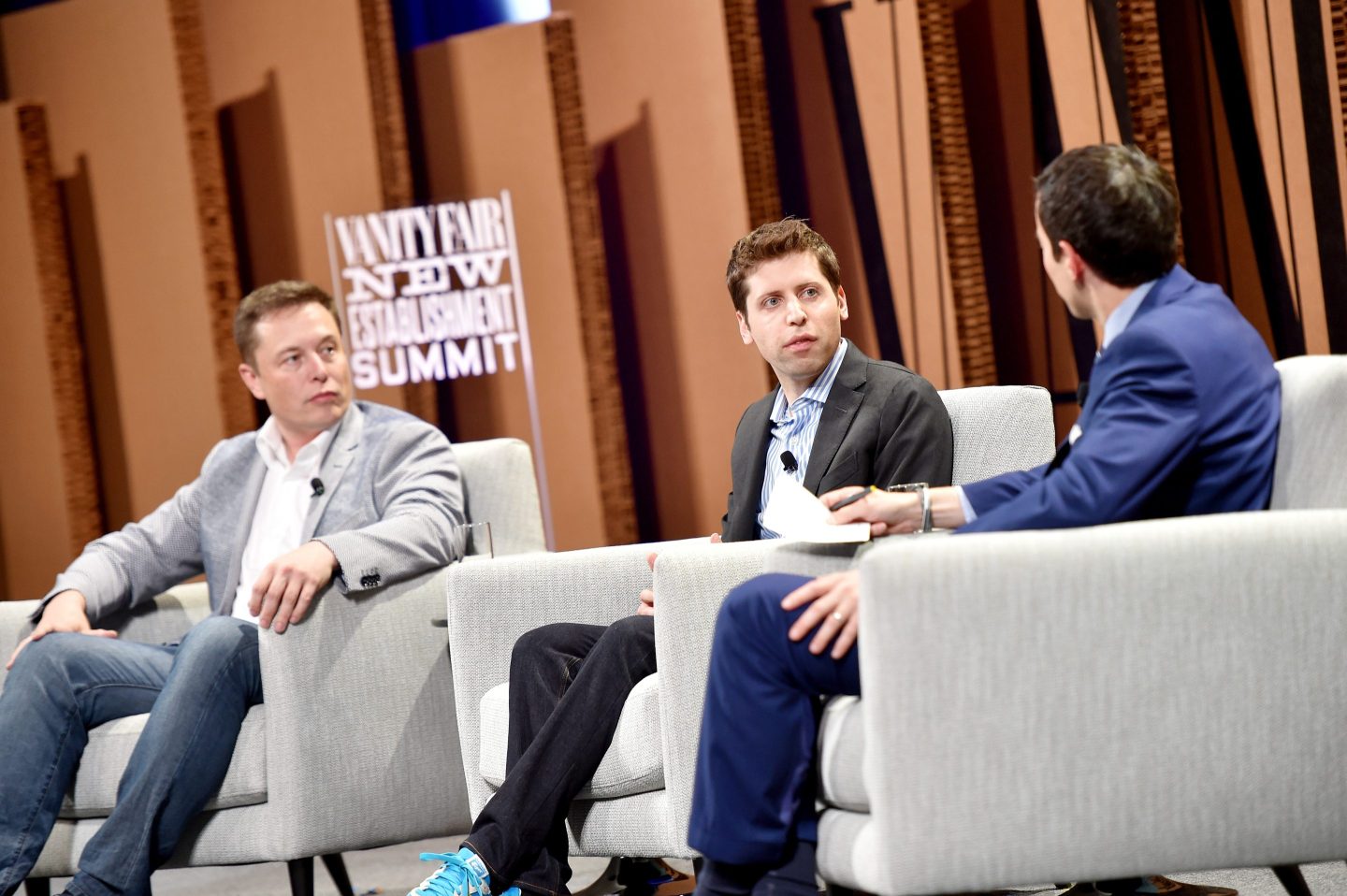 The feud between Tesla CEO Elon Musk (left) and OpenAI CEO Sam Altman (center) stretches back years.