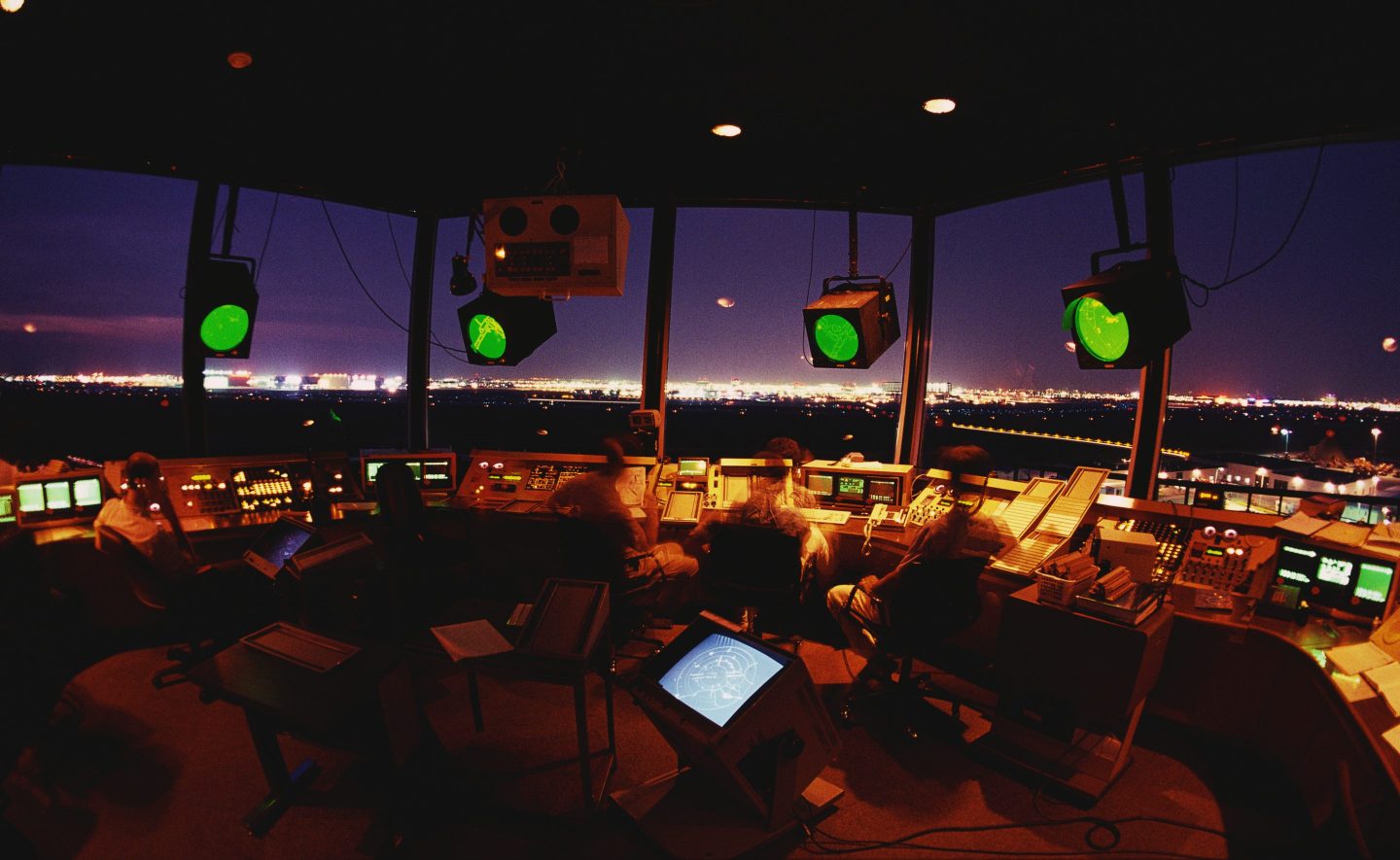 Air traffic controllers at work