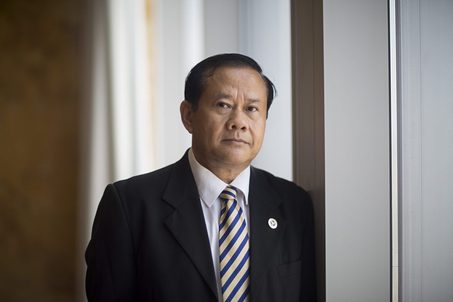 In Channy, chief executive officer and president of Acleda Bank Plc, poses for a photograph at the bank's headquarters in Phnom Penh, Cambodia, on Thursday, Sept. 15, 2016. 