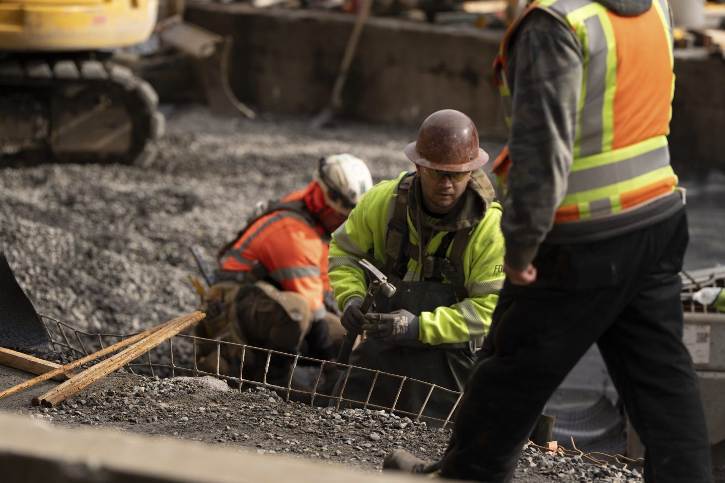 Construction continues on Stark Street Bridge on Feb. 6, 2025, in Troutdale, Ore.
