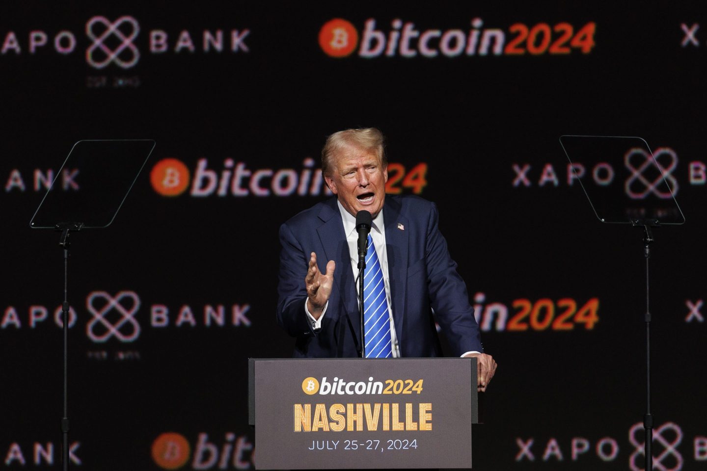 Donald Trump at the Bitcoin 2024 conference in Nashville, Tennessee, on July 27.