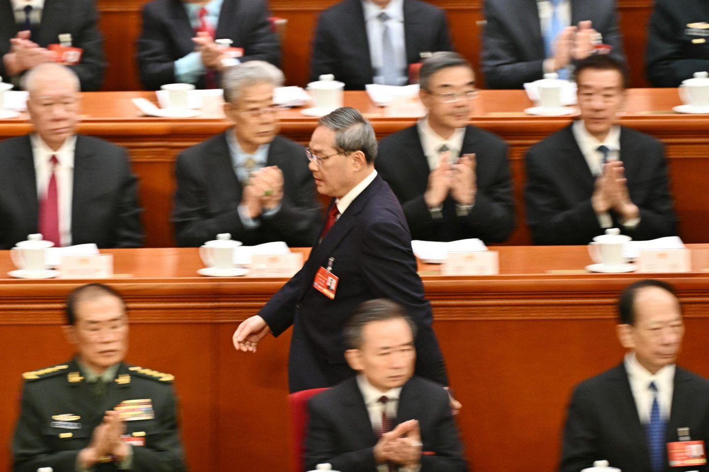 China's Premier Li Qiang prepares to speak at the National People's Congress in Beijing last week.