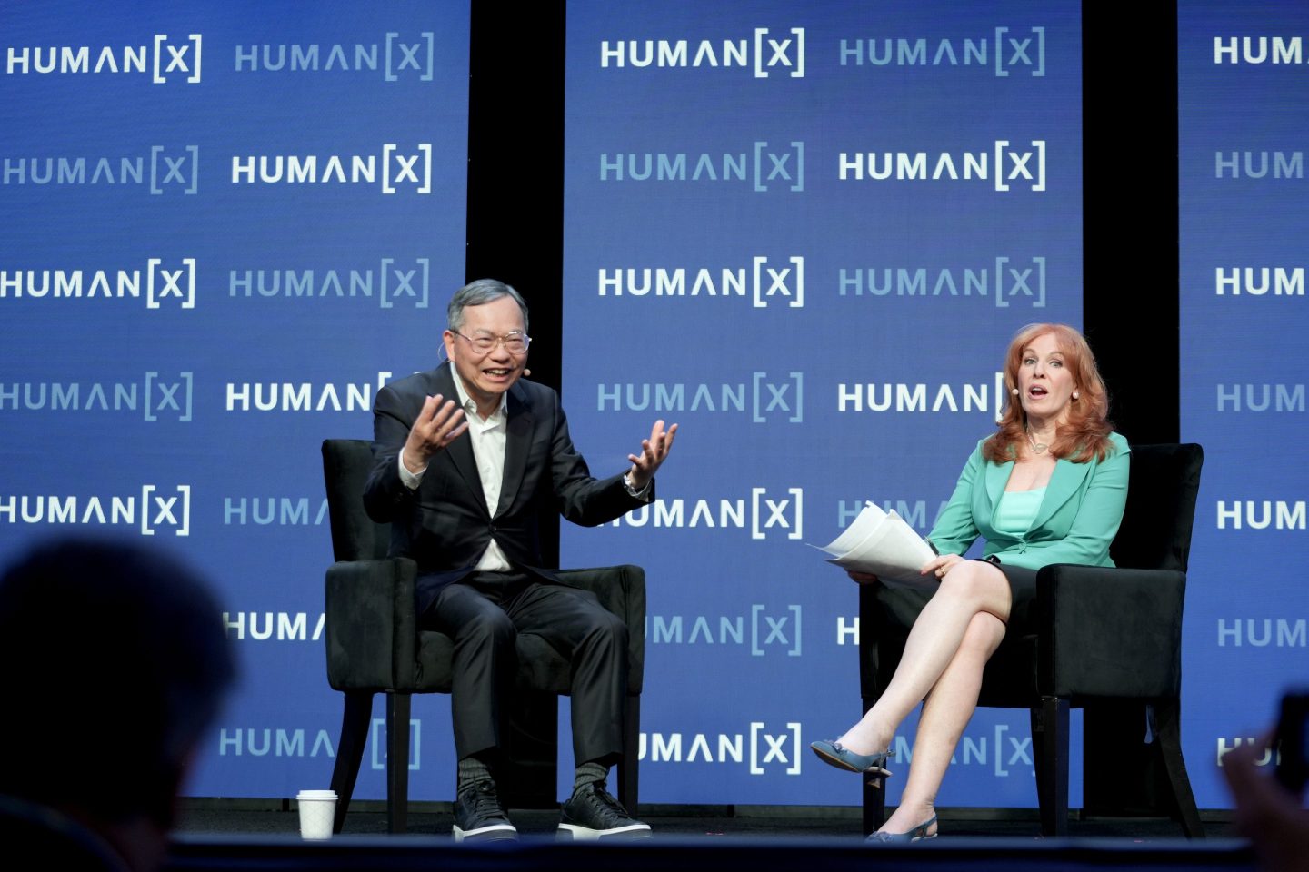 Charles Liang, CEO of Supermicro, and Liz Claman speak onstage during the HumanX AI Conference 2025 at Fontainebleau Las Vegas on March 10, 2025 in Las Vegas, Nevada.