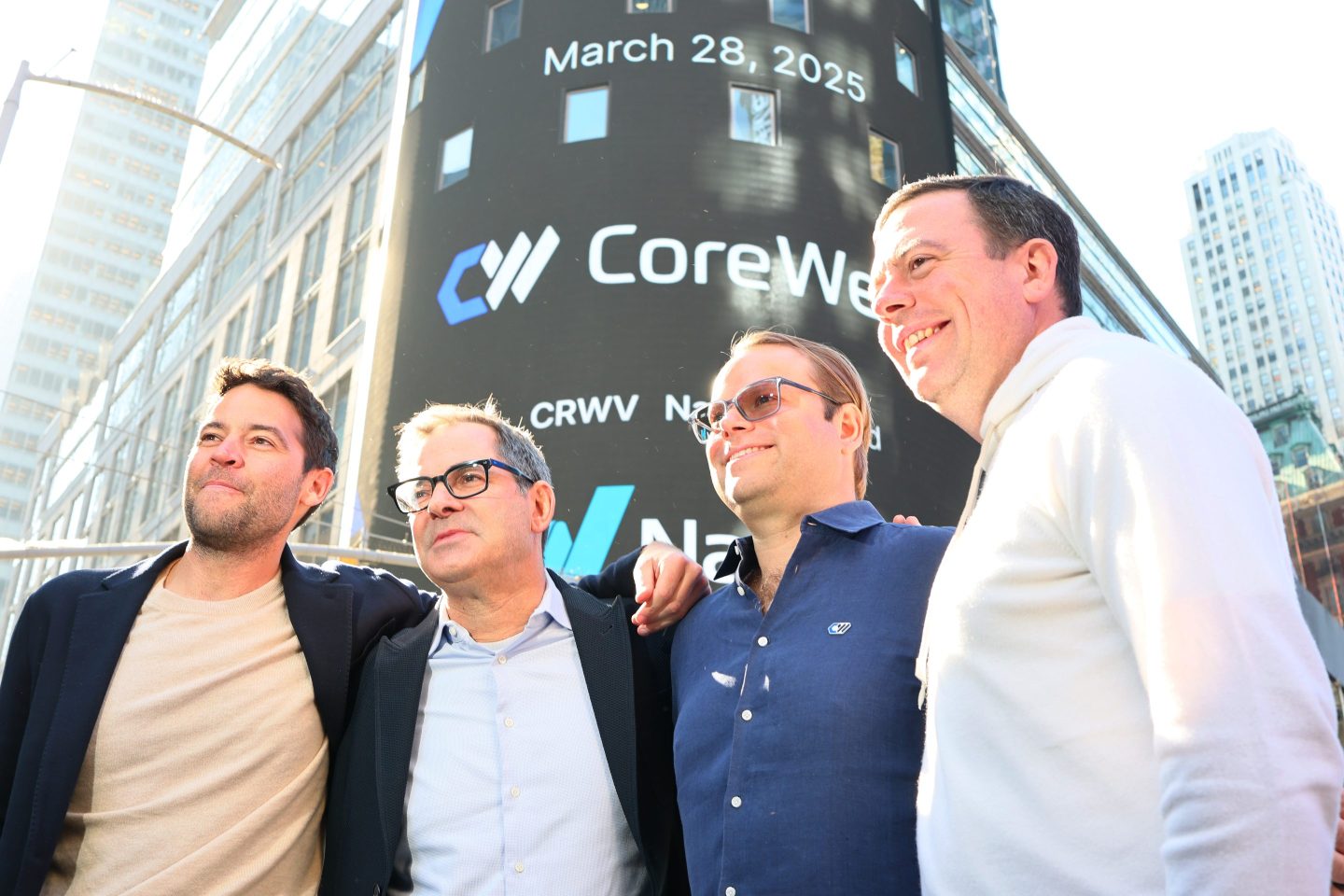 Brannin McBee, chief development officer CoreWeave; Mike Intrator, CEO, Peter Salanki, chief technology officer; and Brian Venturo, chief strategy officer 