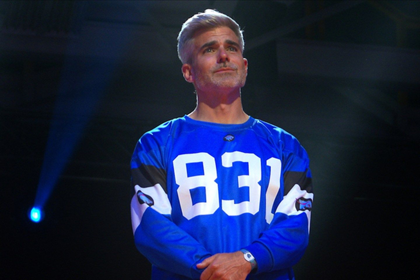 Jeff Allen wears his 831 jersey on the seat of Beast Games