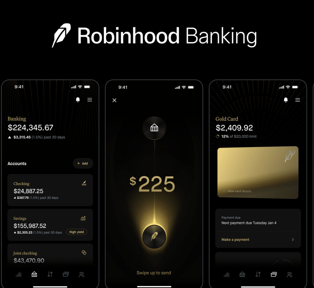 Robinhood's banking interface.