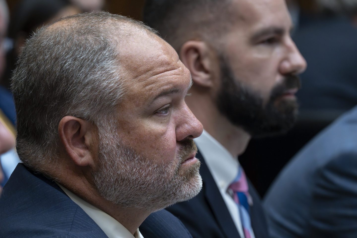 IRS Criminal Investigator Joseph Ziegler, right, and IRS Special Agent Gary Shapley, appear before the House Oversight and Accountability Committee during a hearing to argue that the Justice Department interfered with a yearslong investigation into Hunter Biden, at the Capitol in Washington, July 19, 2023. 