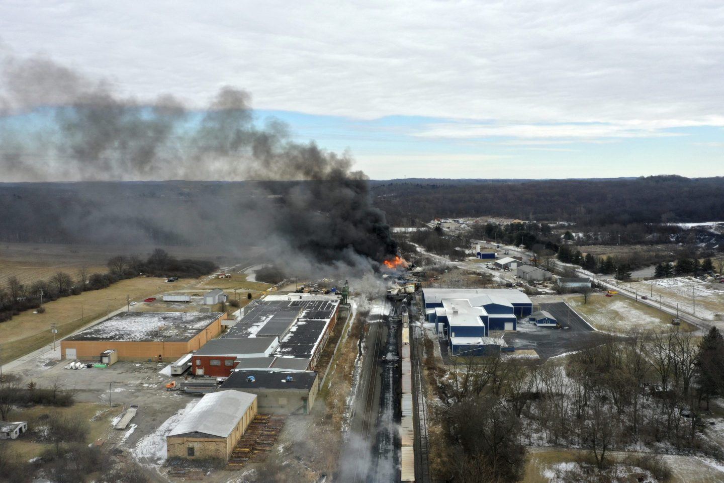 A Norfolk Southern freight train that derailed in East Palestine, Ohio, Feb. 4, 2023.