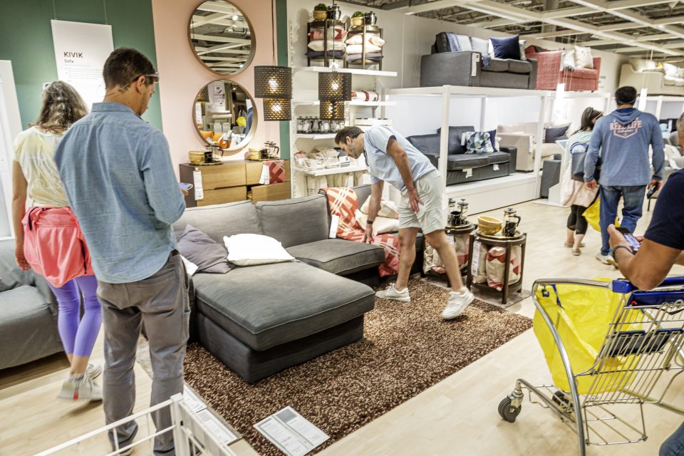 People shopping in an Ikea store