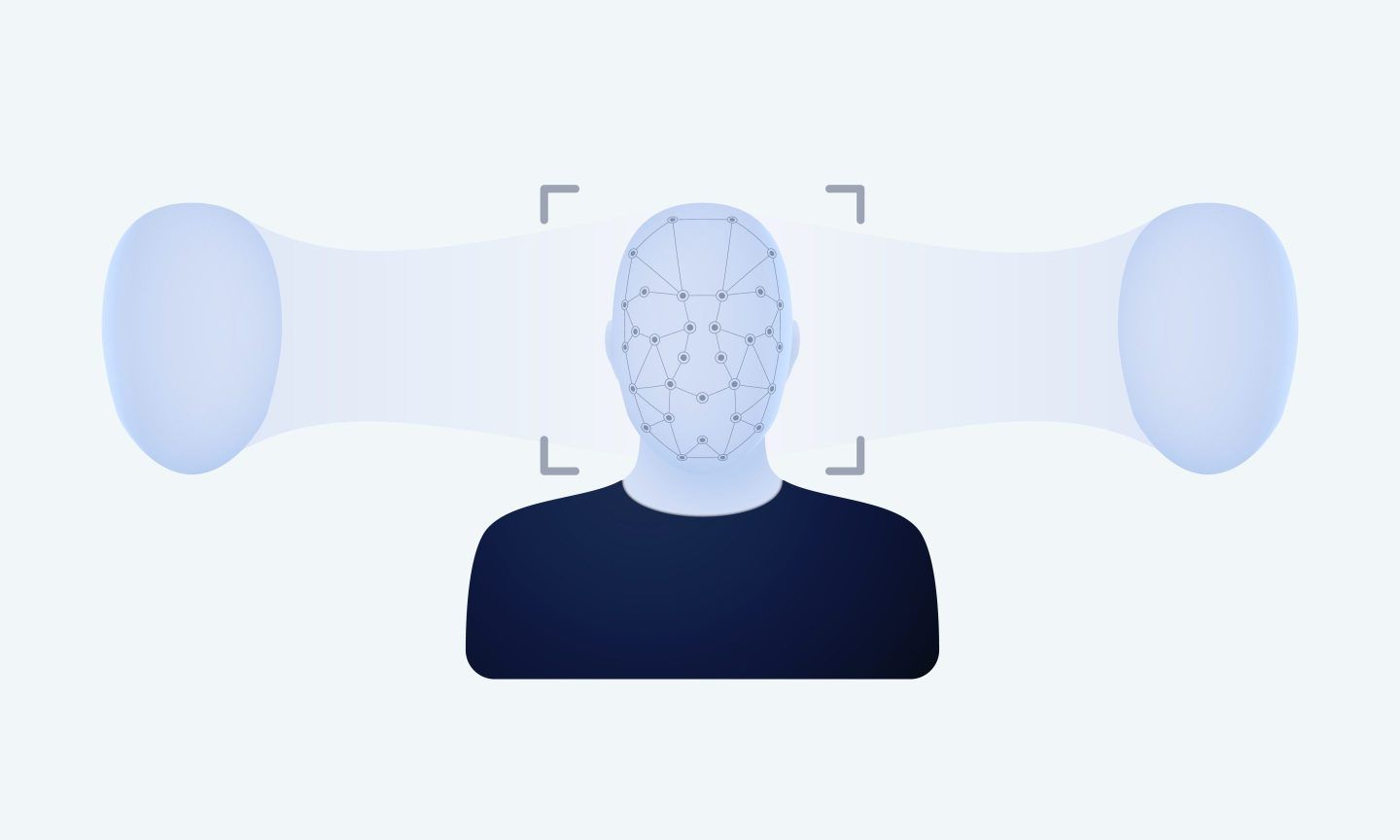 An illustration of a face being analyzed to see if the person is real.