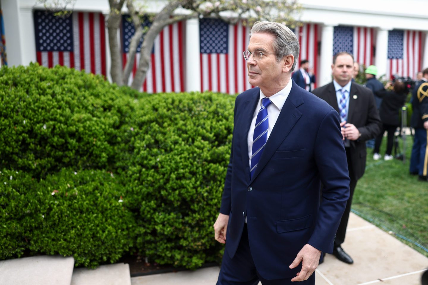 Treasury Secretary Scott Bessent at the tariff announcement in the Rose Garden of the White House on Wednesday.