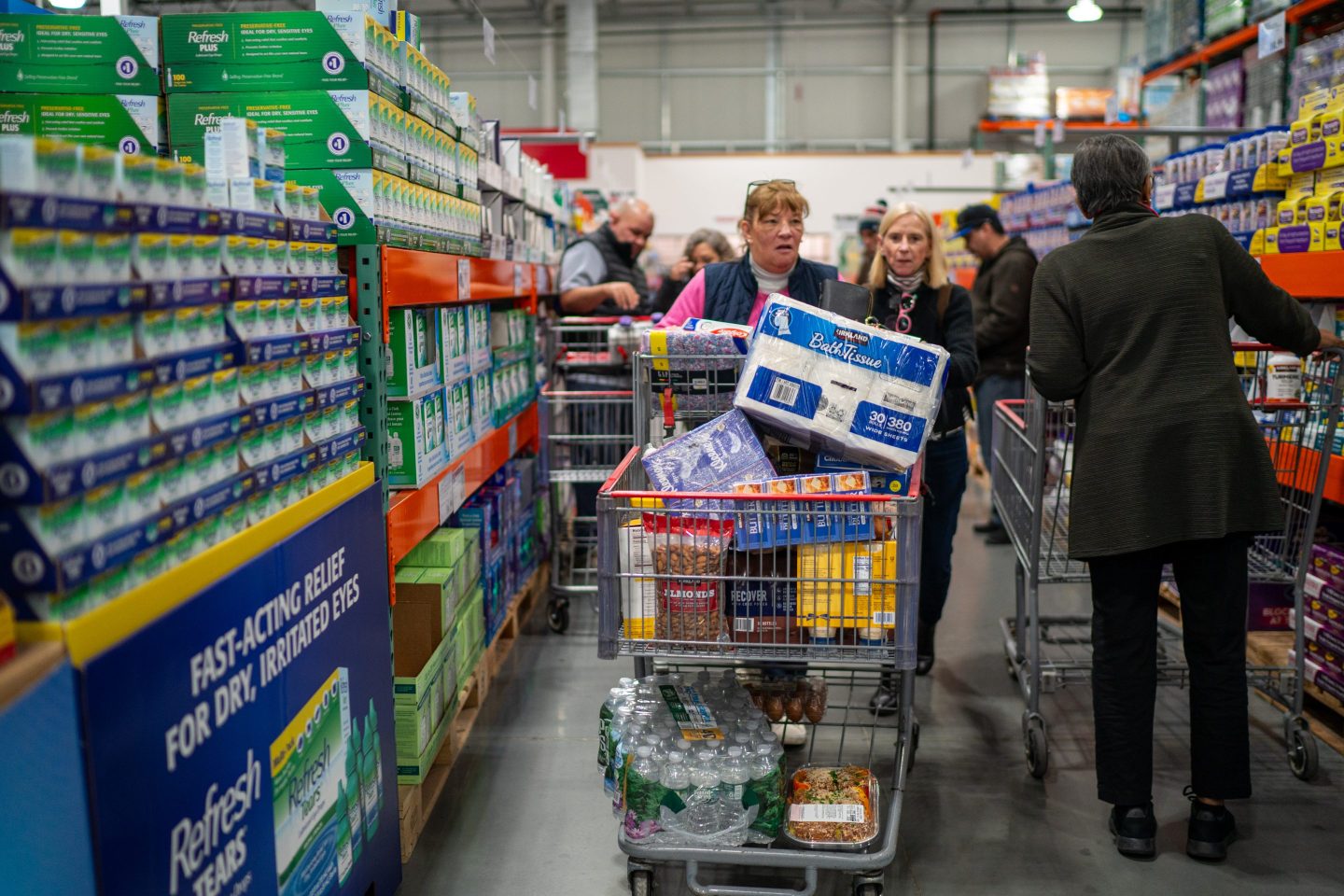 Costco customers looking at personal health items in Niantic, Conn.