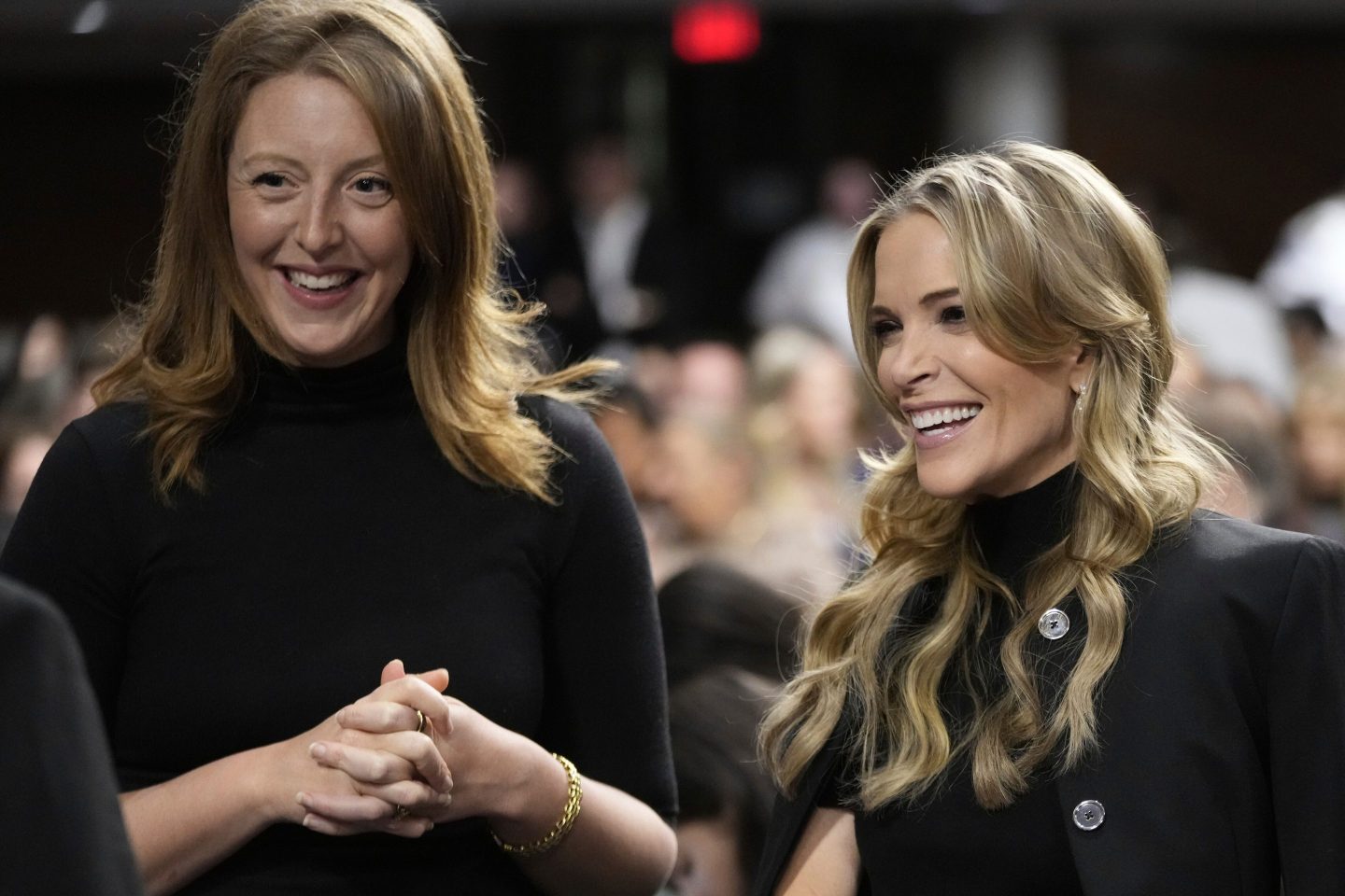 Dr. Casey Means, a wellness influencer, left, and journalist Megan Kelly, attend a confirmation hearing for Robert F. Kennedy Jr. for the Secretary of Health and Human Services post, at the Capitol in Washington, Jan. 29, 2025.