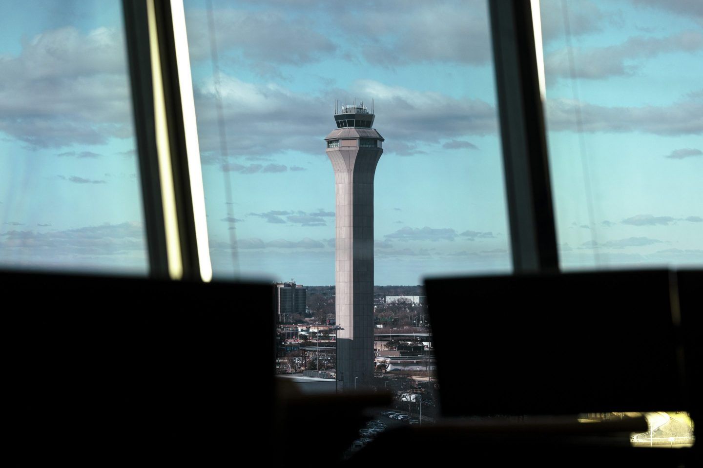 The FAA Air Traffic Control tower at Newark Liberty International Airport (EWR) in Newark, New Jersey