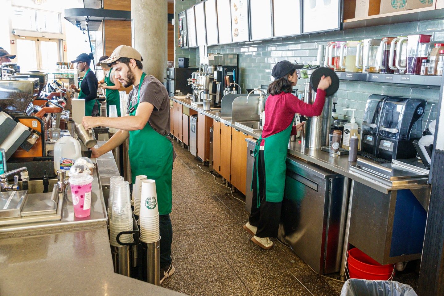 Hundreds of Starbucks  employees have walked off the job since Sunday to protest the company’s new dress code, according to the union representing baristas, with more strikes likely in the coming days.