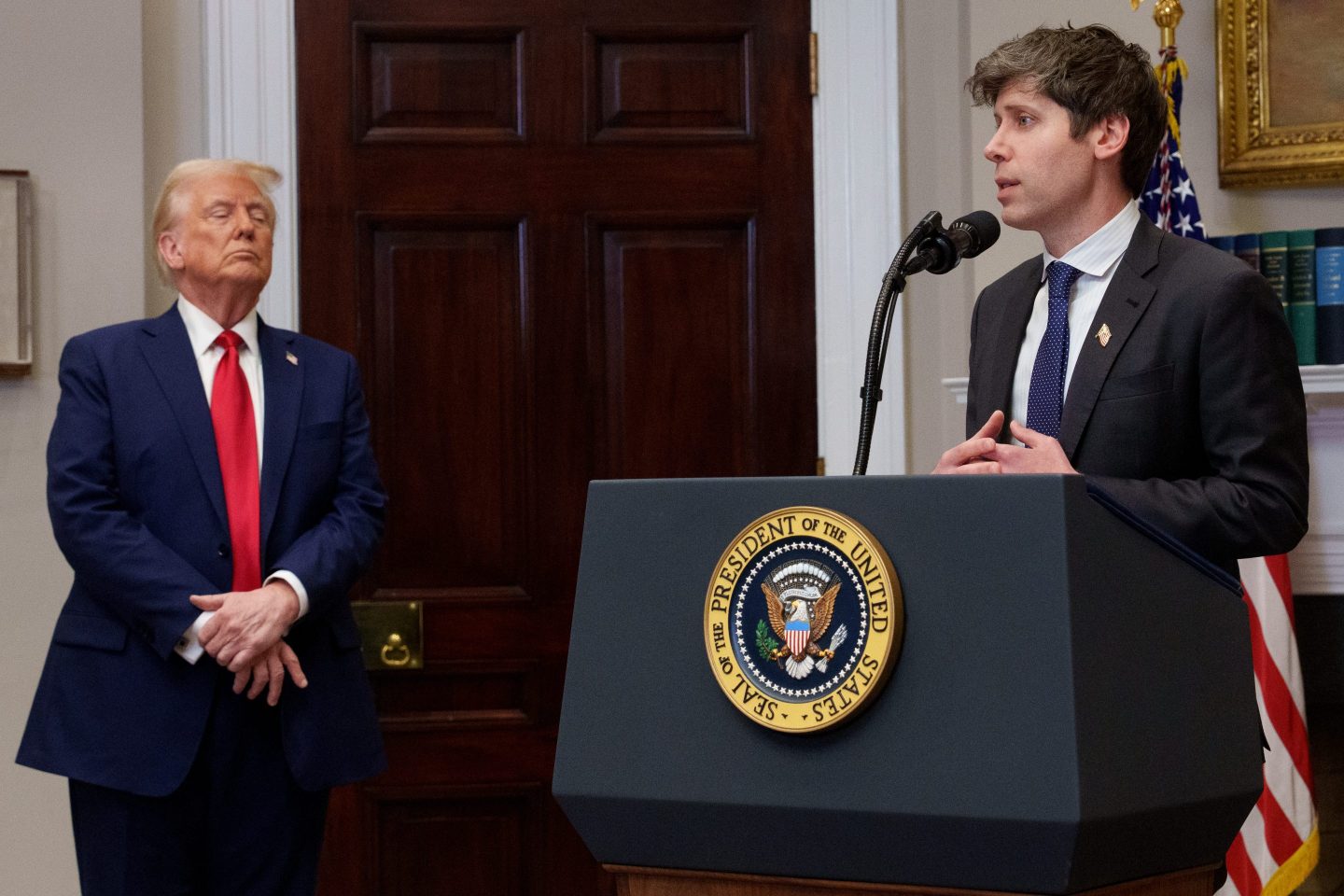 OpenAI CEO Sam Altman (R),with President Donald Trump.