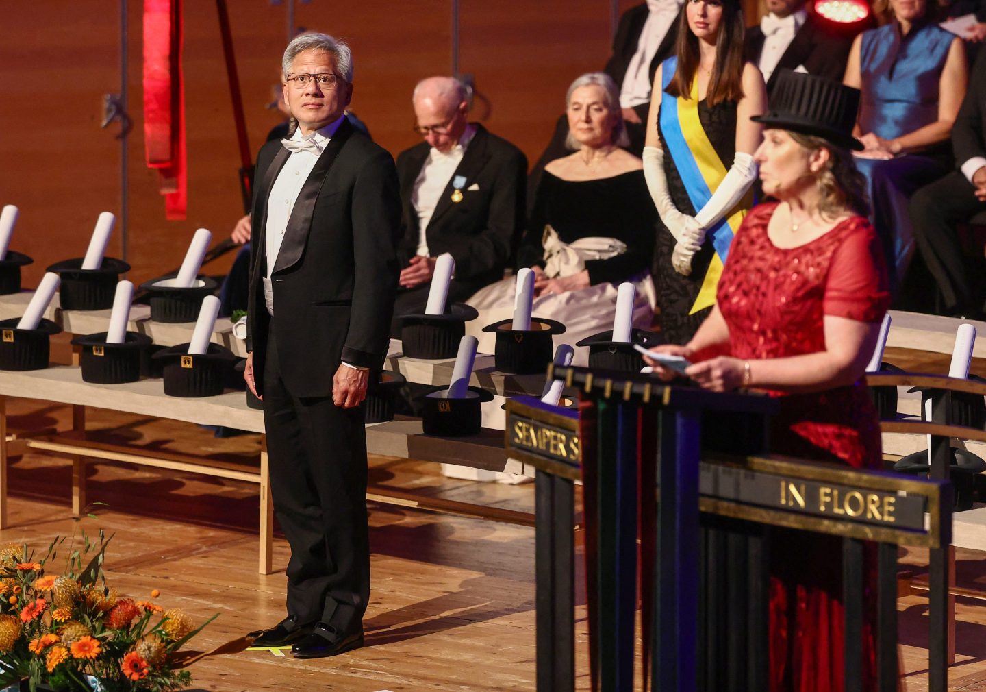Nvidia CEO Jensen Huang (left) receives the honorary doctorate at Linkoping University during a ceremony on May 24, 2025 in Norrkoping, Sweden. (Photo: Stefan Jerrevang/TT News Agency/AFP/Getty Images)