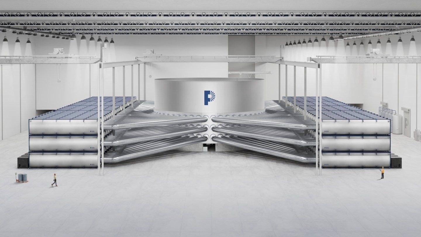 A rendering of Pacific Fusion's under-construction fusion energy system.