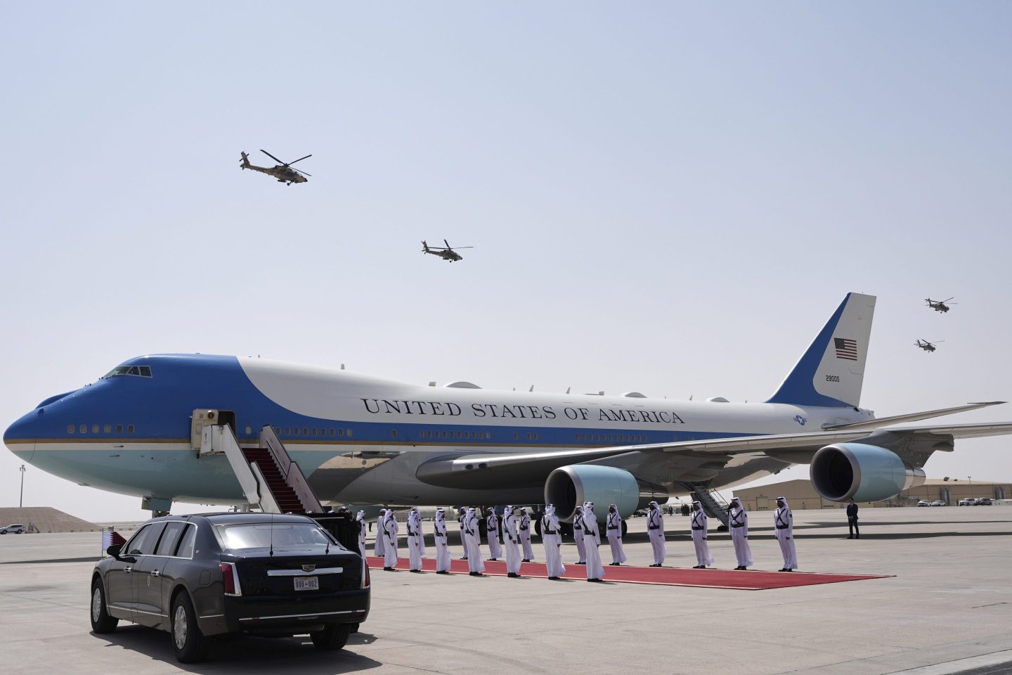 Air Force One at Al Udeid Air Base in Doha, Qatar, on May 15. 