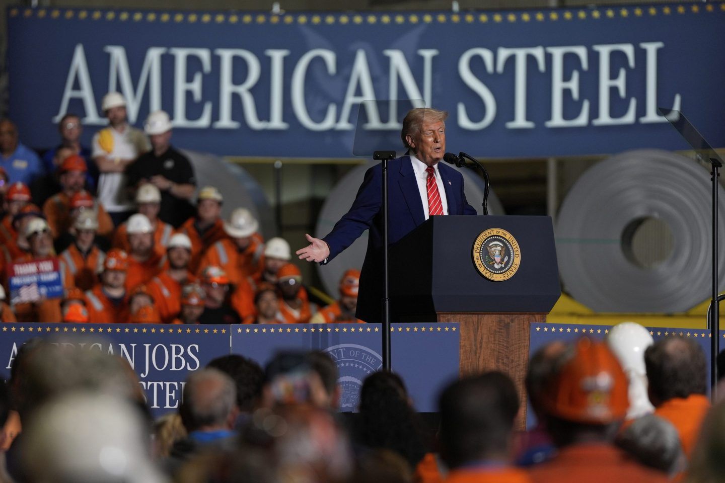 President Donald Trump at U.S. Steel Corporation's plant in West Mifflin, Pa., on May 30.
