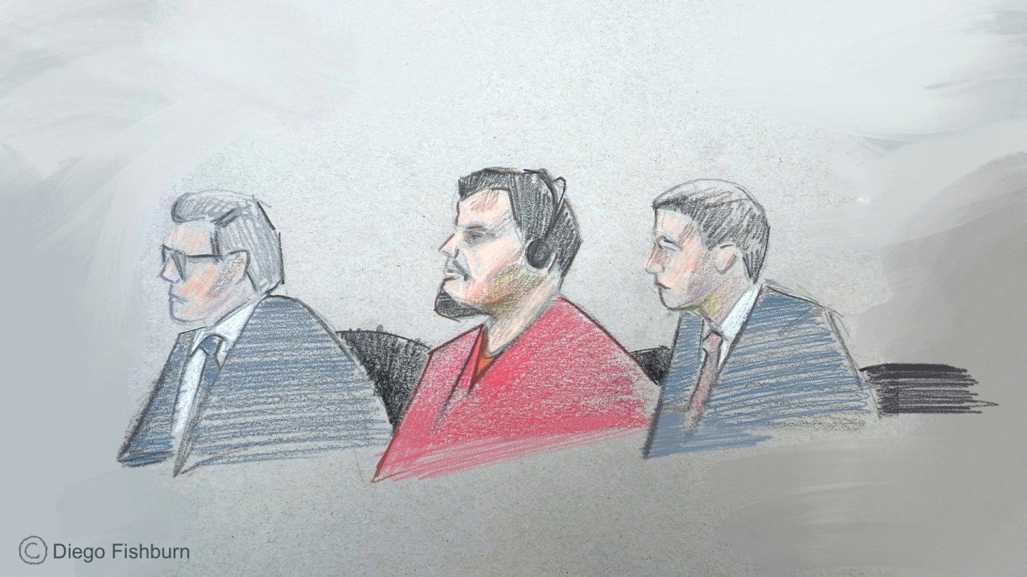 Attorney Sean Hecker, Kilmar Abrego Garcia and attorney Rascoe Dean in court during Garcia's detention hearing on Wednesday, June 25, 2025, in Nashville.