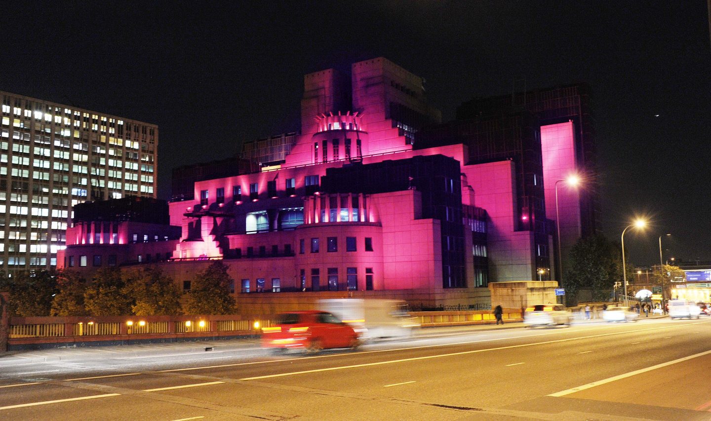 The MI6 building in Vauxhall turns pink in the lead up to Breast Cancer Campaign's wear it pink.