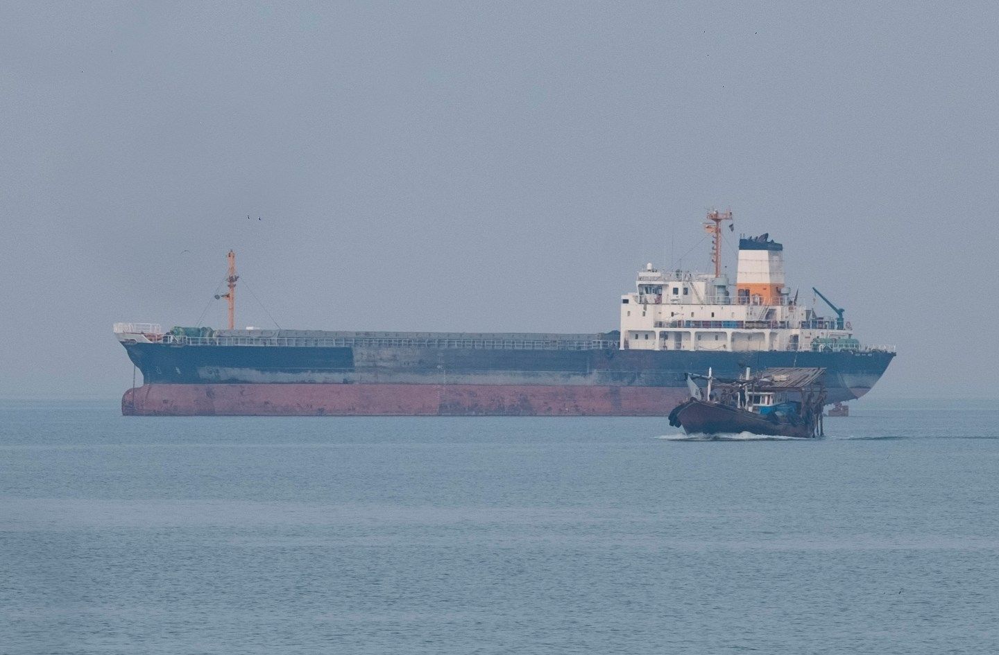An oil tanker is being pictured in the Persian Gulf off the coast of southern Iran in 2024.