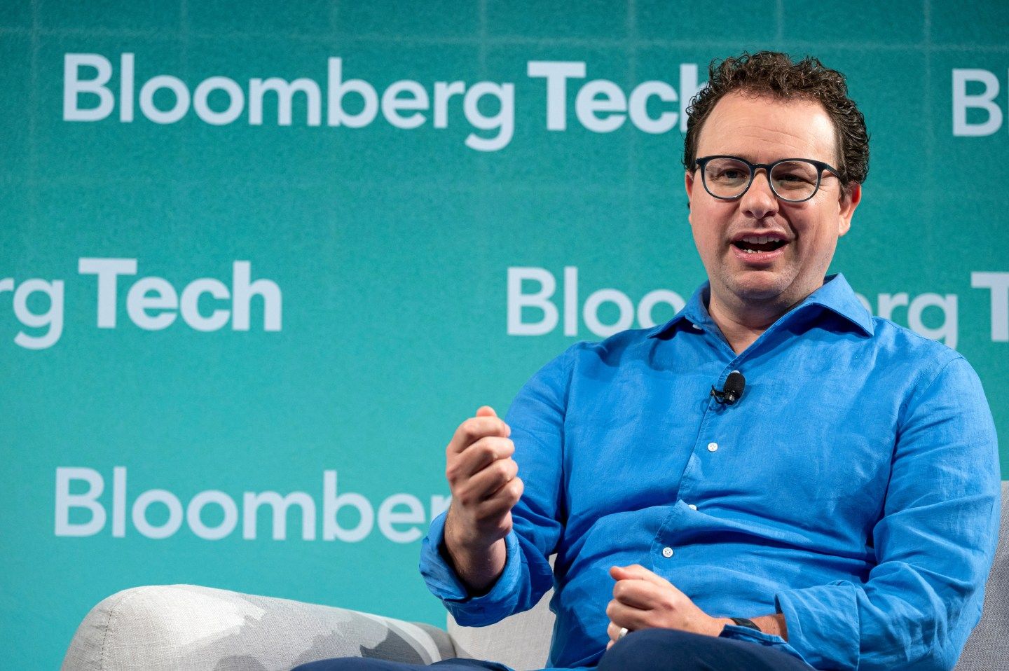 Photo of Dario Amodei on stage