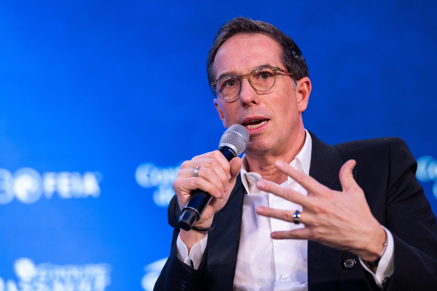 Nicolas Hieronimus, chief executive officer of L'Oreal SA, during the International Economic Forum of the Americas (IEFA) conference in Paris, on Dec. 17, 2024.