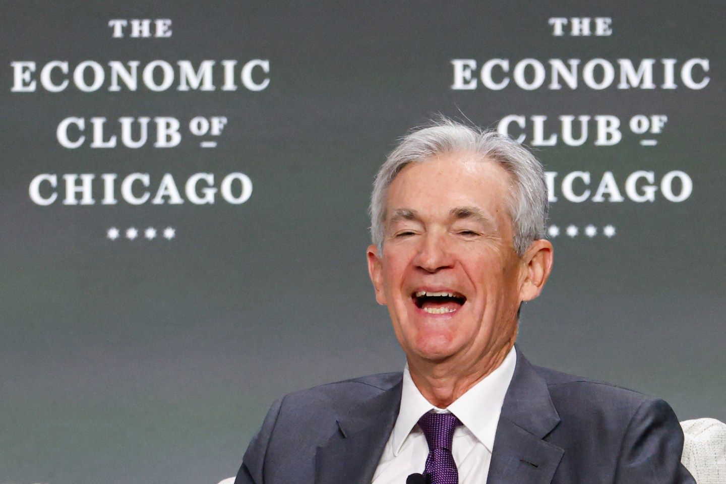 Federal Reserve Chair Jerome Powell at the Economic Club of Chicago on April 16.