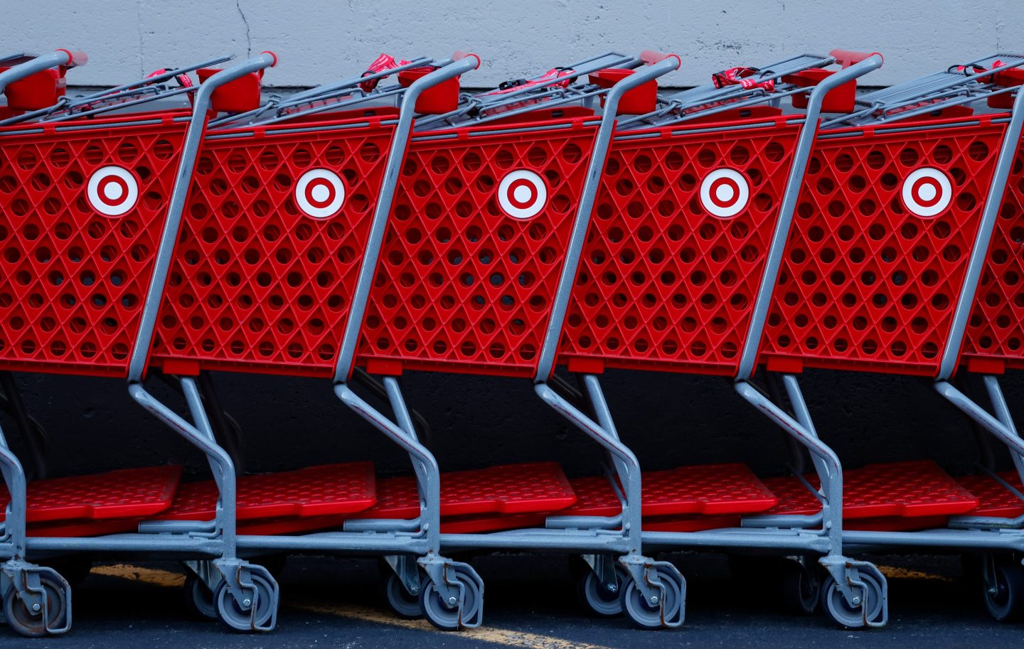 Target shopping carts in a row