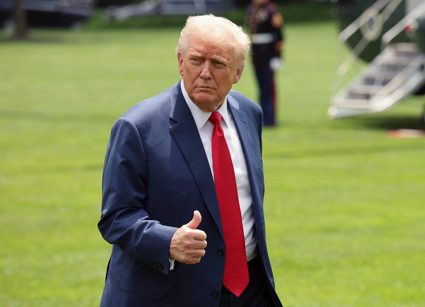 U.S. President Donald Trump returns to the White House on June 9, 2025, in Washington, D.C. Trump returned from Camp David, where he held a meeting with senior members of his administration.