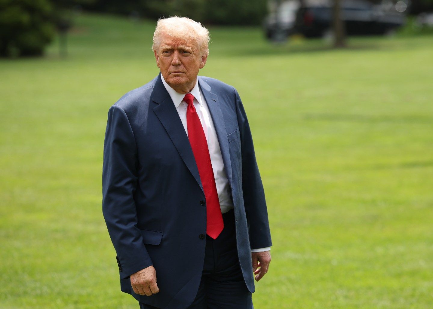 President Donald Trump returns to the White House from Camp David on June 09, 2025.